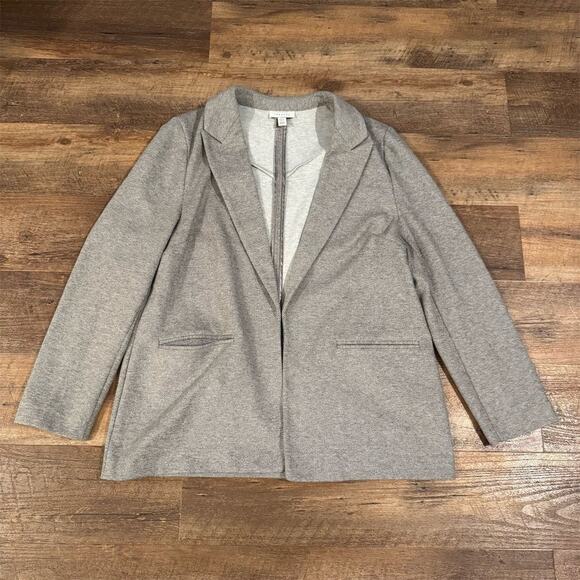 Topshop Gray Open Front Blazer Size 12 Soft Career Office Comfort Mid-Length - Picture 1 of 9